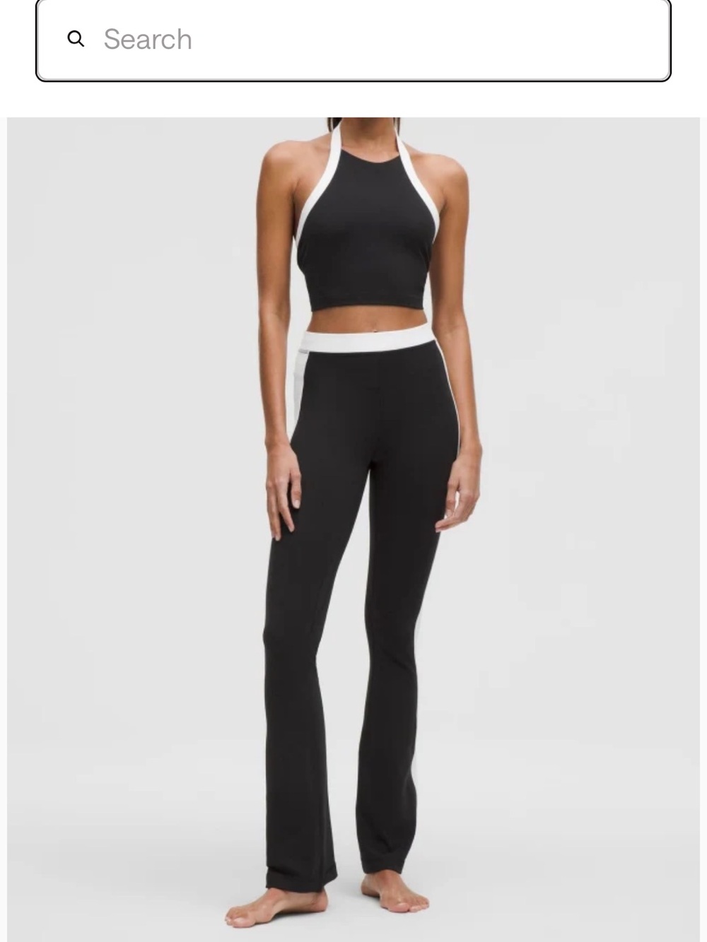 High-Waist Lululemon NAVY Flare Yoga Pants with White Trim